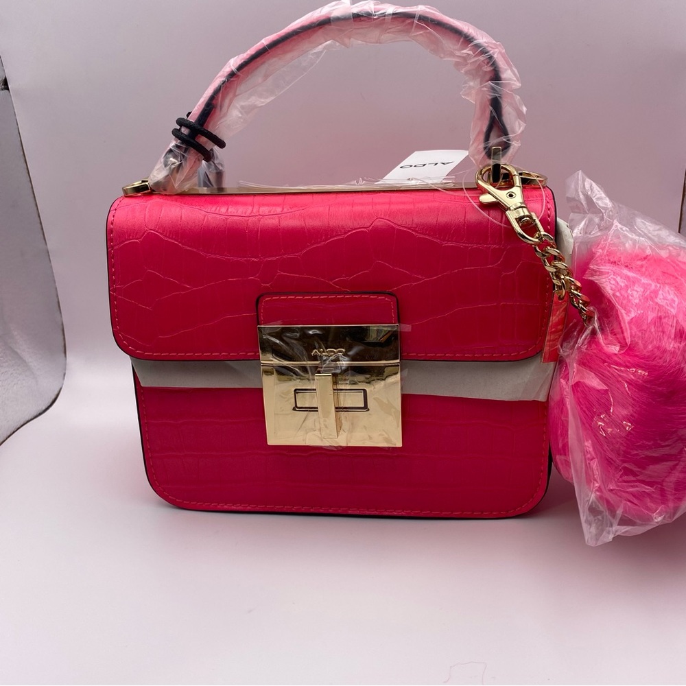 Aldo Chiadda  Bright Pink Women's Top Handle Handbag Shoulder Strap - Picture 5 of 13